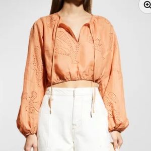 FRAME Eyelet Terracotta Blouse